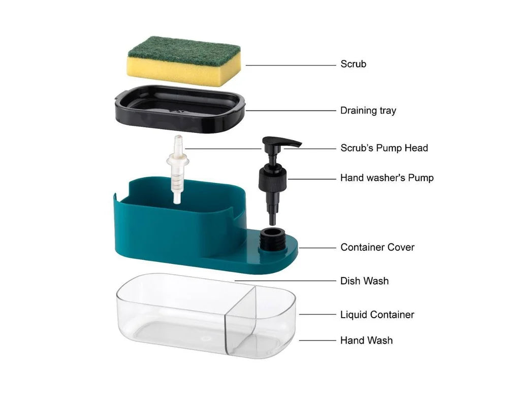 3-in-1 Soap Dispenser with Sponge Holder